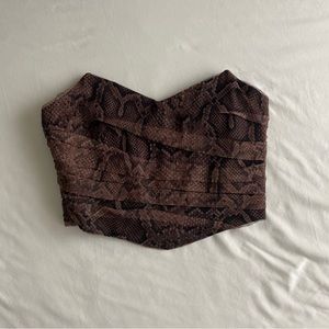 zara snake print tulle corset top